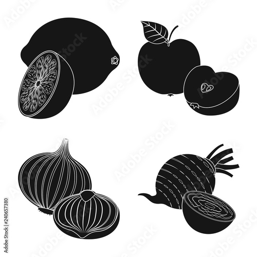 Vector illustration of vegetable and fruit sign. Set of vegetable and vegetarian stock vector illustration. © Svitlana
