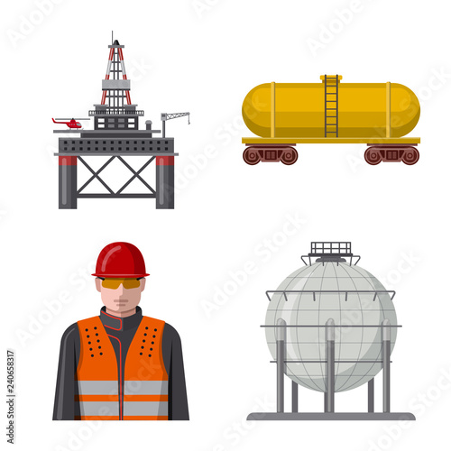 Vector design of oil and gas logo. Set of oil and petrol stock vector illustration.