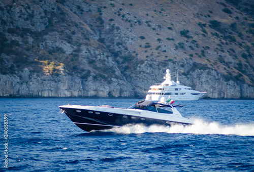 motor boat underway near amalfi coast