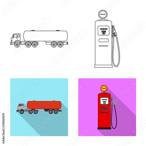 Vector illustration of oil and gas icon. Set of oil and petrol stock symbol for web.