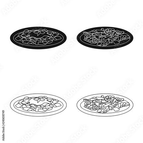 Isolated object of pasta and carbohydrate logo. Collection of pasta and macaroni stock vector illustration.