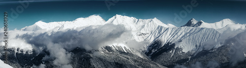 Winter view of Caucasus Mountains near Krasnaya Polyana, Sochi, Russia