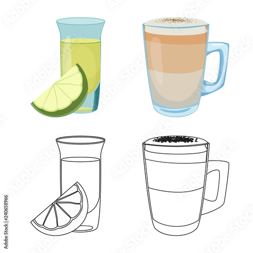 Isolated object of drink and bar symbol. Set of drink and party stock vector illustration.