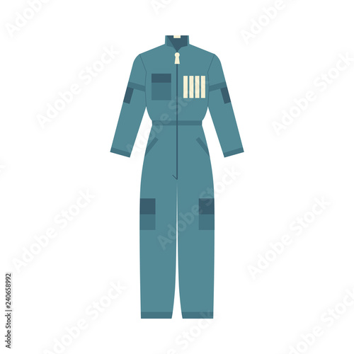 Vector protective uniform costume icon. Coverall suit for work in manufacturing, carpenter or repair service. Professtional industrial safety wear, isolated illustration