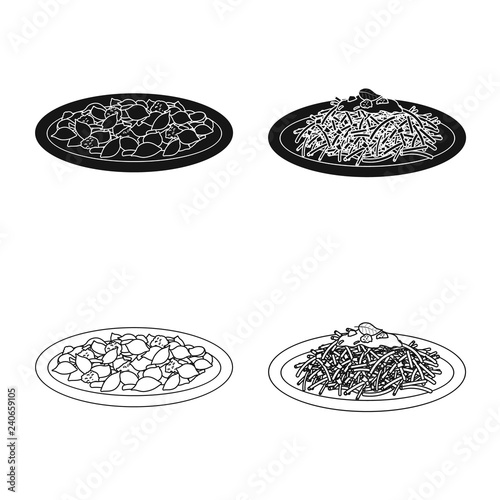 Isolated object of pasta and carbohydrate sign. Collection of pasta and macaroni stock symbol for web.
