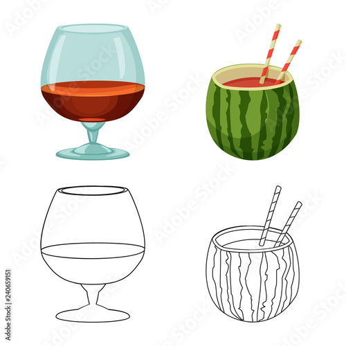 Isolated object of drink and bar sign. Set of drink and party vector icon for stock.