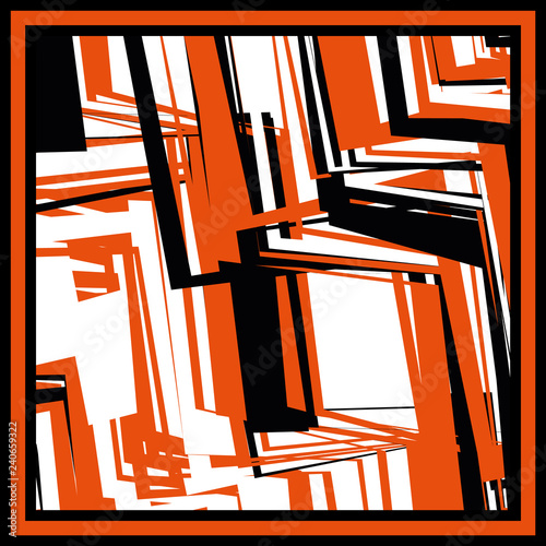 Scarf and bandanna design. Fashionable coral color. Geometric print. Vector illustration