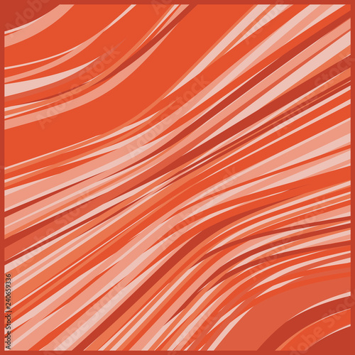 Scarf and bandanna design. Fashionable coral color. Geometric print. Vector illustration