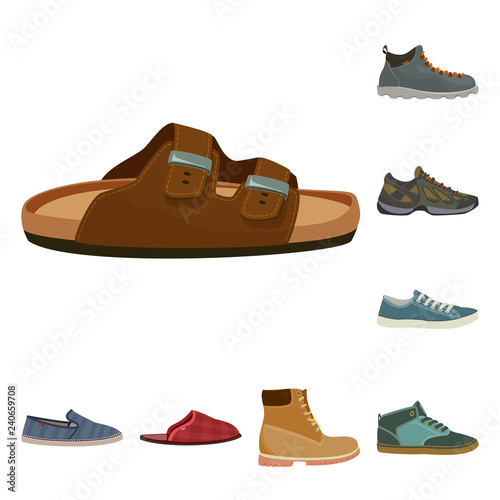 Vector design of shoe and footwear icon. Set of shoe and foot stock symbol for web.