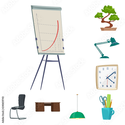 Vector design of furniture and work sign. Collection of furniture and home stock symbol for web.