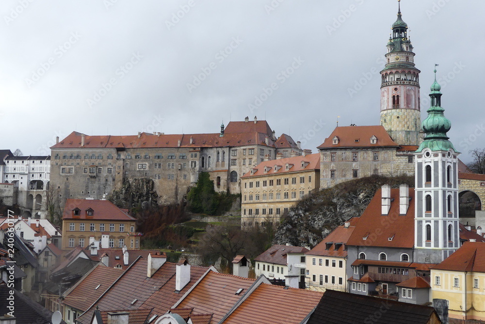 Blick auf die Burgen in Krumau, Tschechien Blick auf die Burgen in Krumau, Tschechien