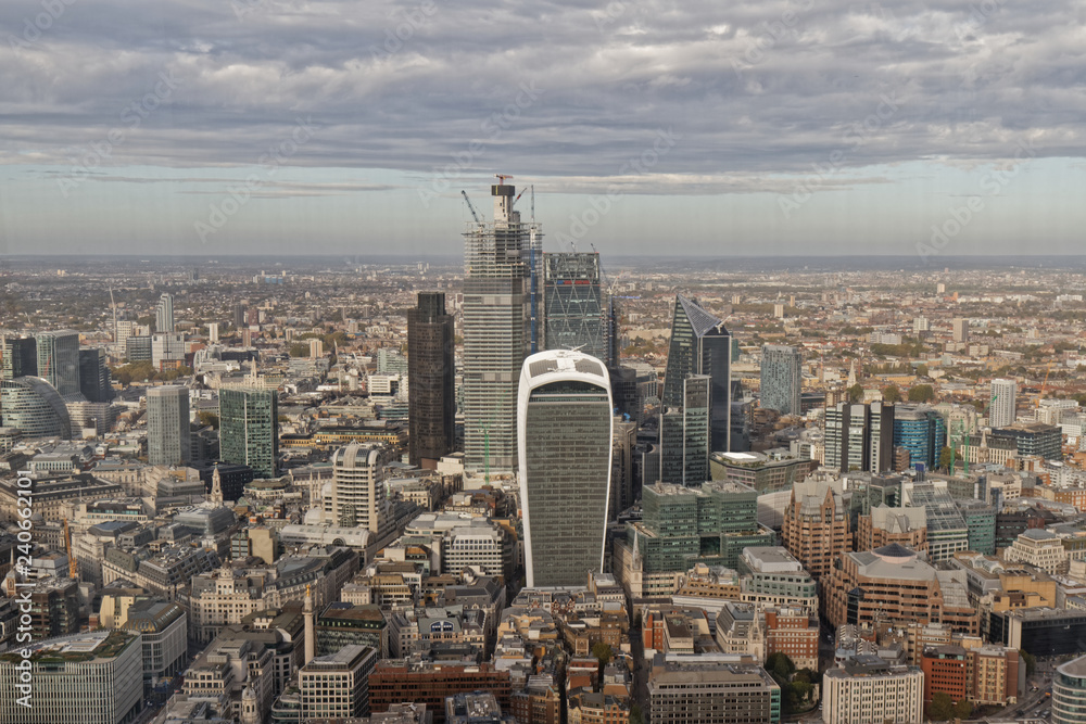 Aerial view of City of London, UK