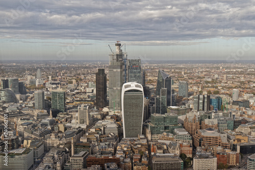 Aerial view of City of London, UK