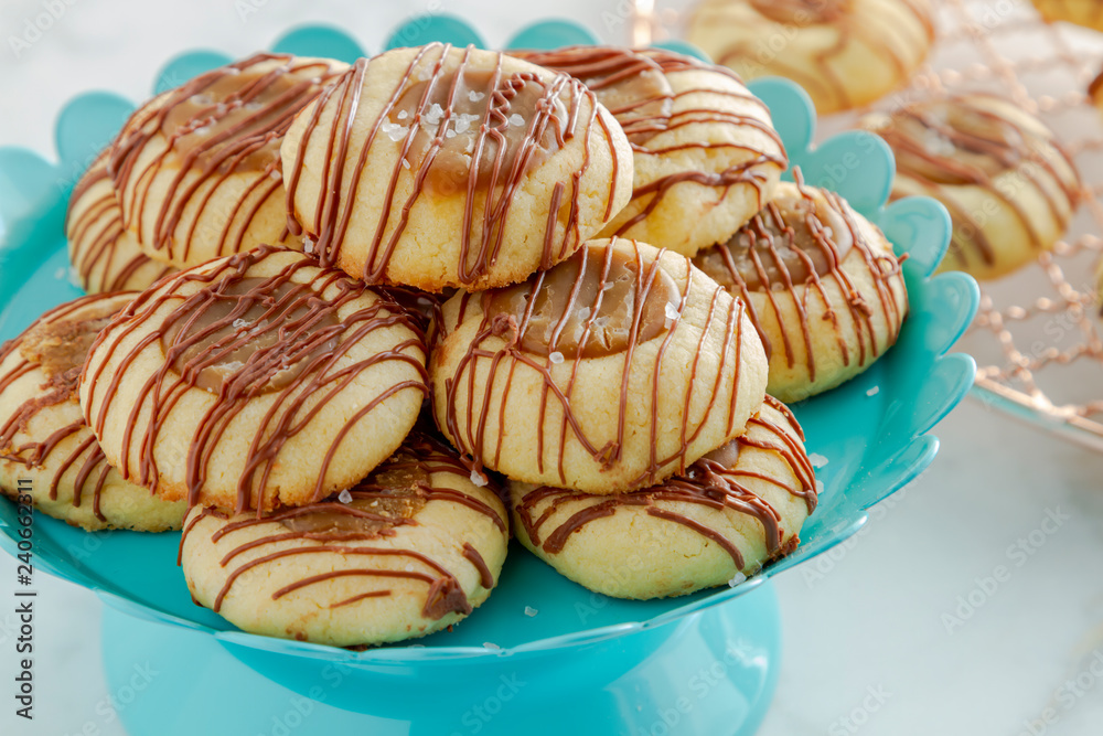 Salted caramel cookies drizzled with chocolate Salted caramel cookies drizzled with chocolate