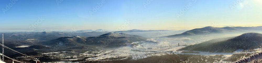 panorama of mountains in winter