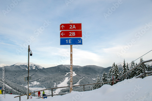 a pointer ski track in a ski resort