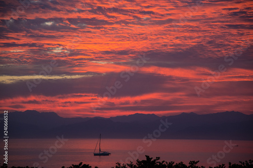 Fiery sunrise over the bay near Punta de Mita, near Bucerias and Puerta Vallarta, Mexico