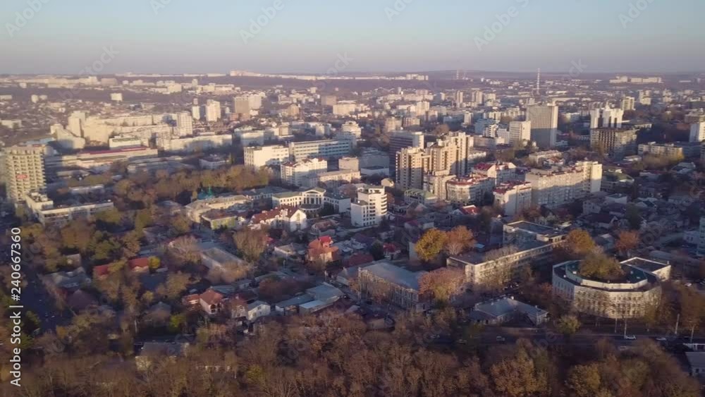 Panorama of the city of Kishinev. Aerial view of modern city buildings. 4K drone video. Panorama of the city of Kishinev. Aerial view of modern city buildings. 4K drone video.
