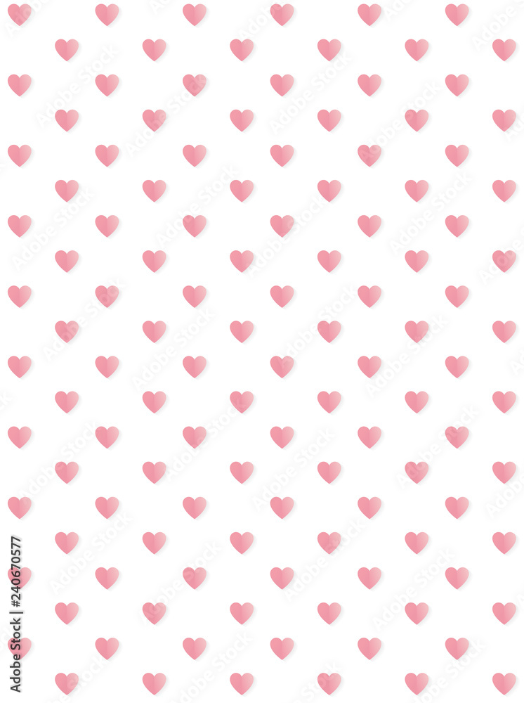 Cute Light Pink Hearts Vector Pattern. Pink Simple Hearts on a White  Background. Valentine Vector Layout. Love Symbol with Light Gray Shadow.  Stock Vector | Adobe Stock