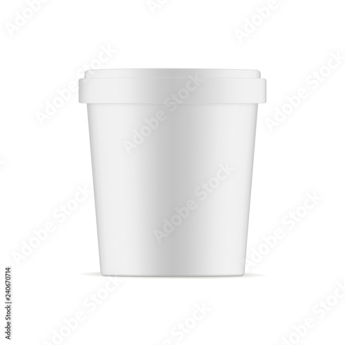 Ice cream cup mockup isolated on white background - front view. Vector illustration