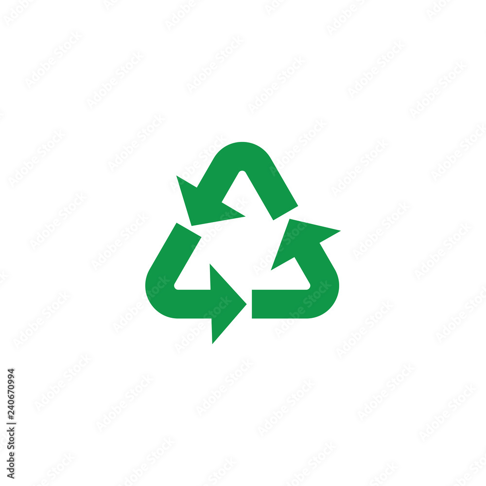 Vector illustration of recycle and zero waste symbol with green arrows in triangle form isolated on white background - eco friendly materials and environmental protection concept. Vector illustration of recycle and zero waste symbol with green arrows in triangle form isolated on white background - eco friendly materials and environmental protection concept.