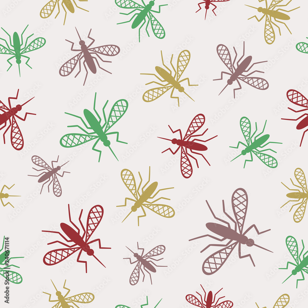 Seamless pattern with mosquito. Vector background, textile, fabric design. Seamless pattern with mosquito. Vector background, textile, fabric design.