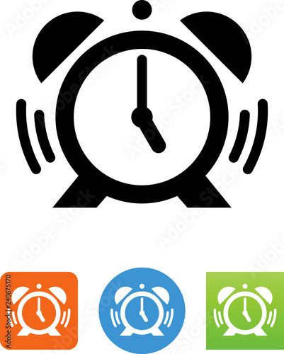 Alarm Clock With Ringer And Soundwaves Icon - Illustration