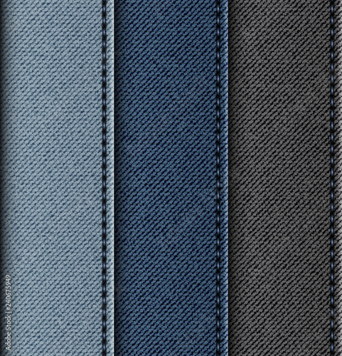 Colorful jeans stripes with stitches