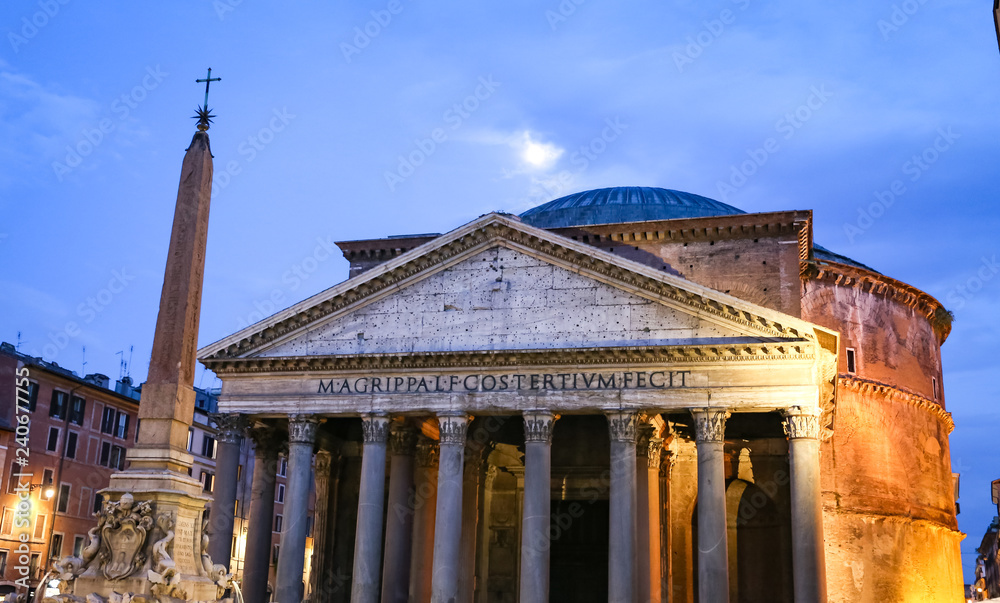 Facade of Pantheon in Rome, Italy