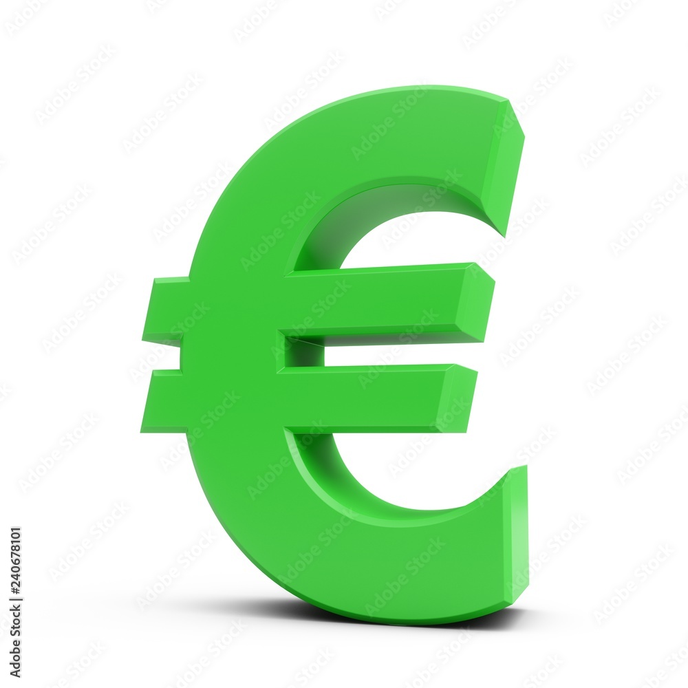3D Rendering Green Euro Sign isolated on white background 3D Rendering Green Euro Sign isolated on white background