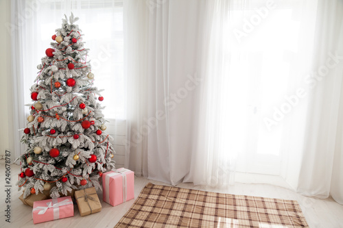 Christmas background Christmas tree new year gifts decor decoration holiday winter