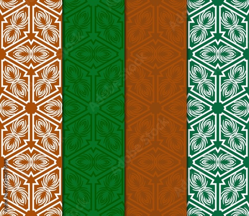 Set Of Creative Geometric Pattern. Seamless Vector Illustration. Pink, Purple Color. For Wallpaper, Invitation