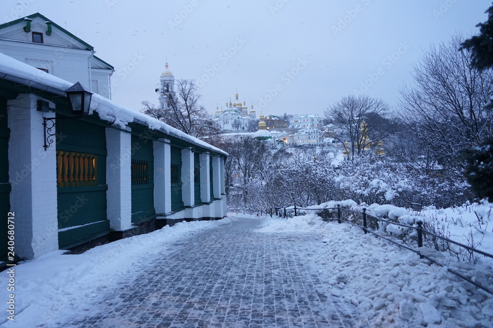 Winter view of the snow-covered Pechersk Lavra Winter view of the snow-covered Pechersk Lavra