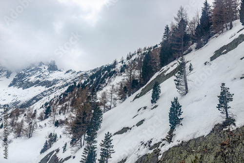 high mountains in winter, Chamonix 