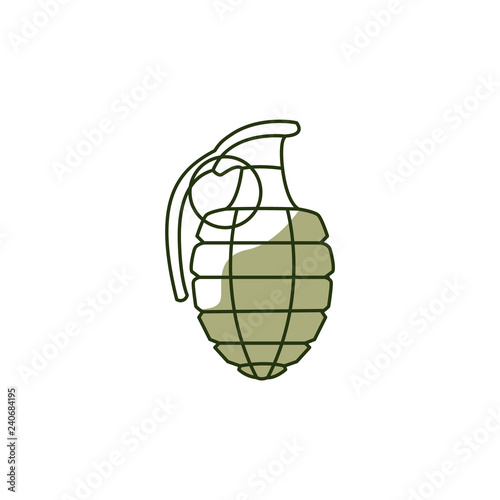Vector hand grenade bomb icon. 23th of february, Russian Defender of the Fatherland Day symbol. Army troopers explosive weapon. Isolated illustration
