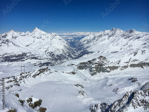 Panoramic view of Matter valley and Zermatt  Switzerland