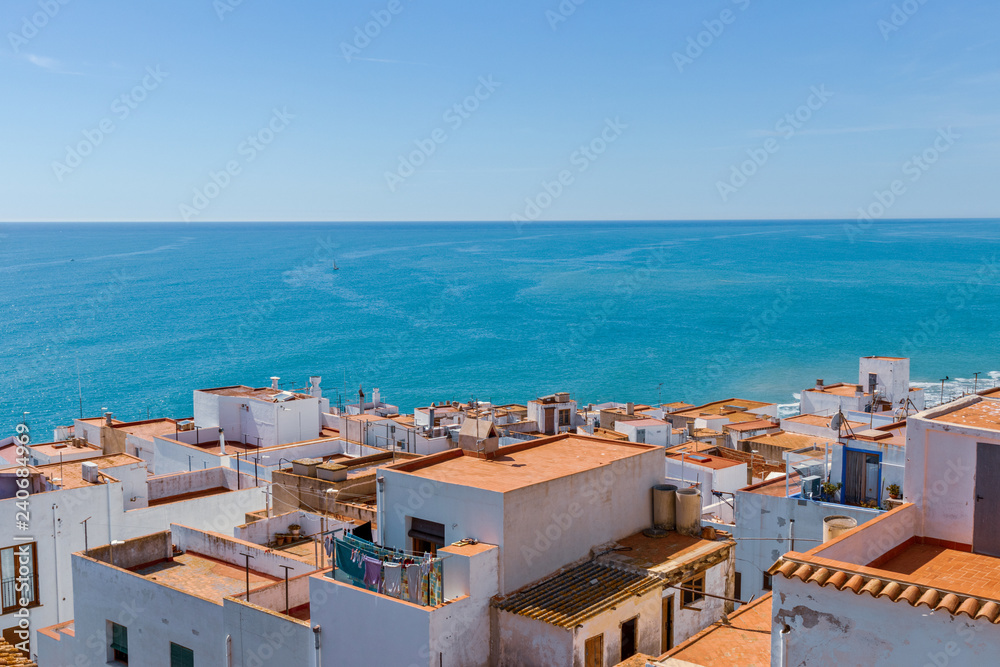 PENISCOLA, SPAIN - APRIL 2018: Panoramic view of the town.