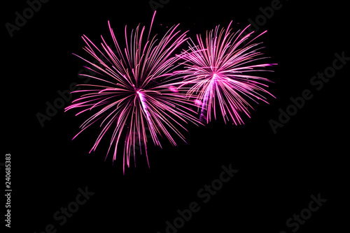 Pink fireworks with copy space