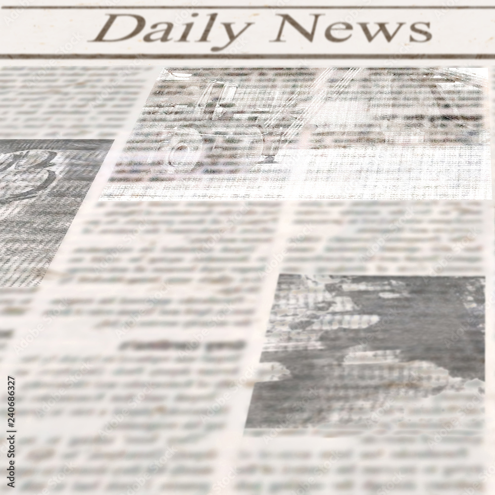 Obraz premium Daily news newspaper with headline and old unreadable text