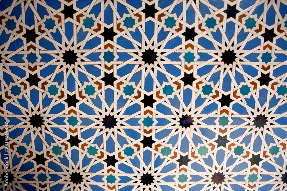 Design of tile for walls of Alcazar, example of Mudejar decoration of 14th century, historical royal palace