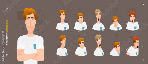 Character Expressions. Face Man Emotions