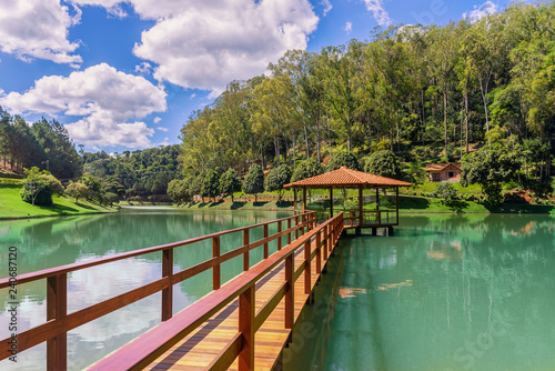 wooden bridge over the lake