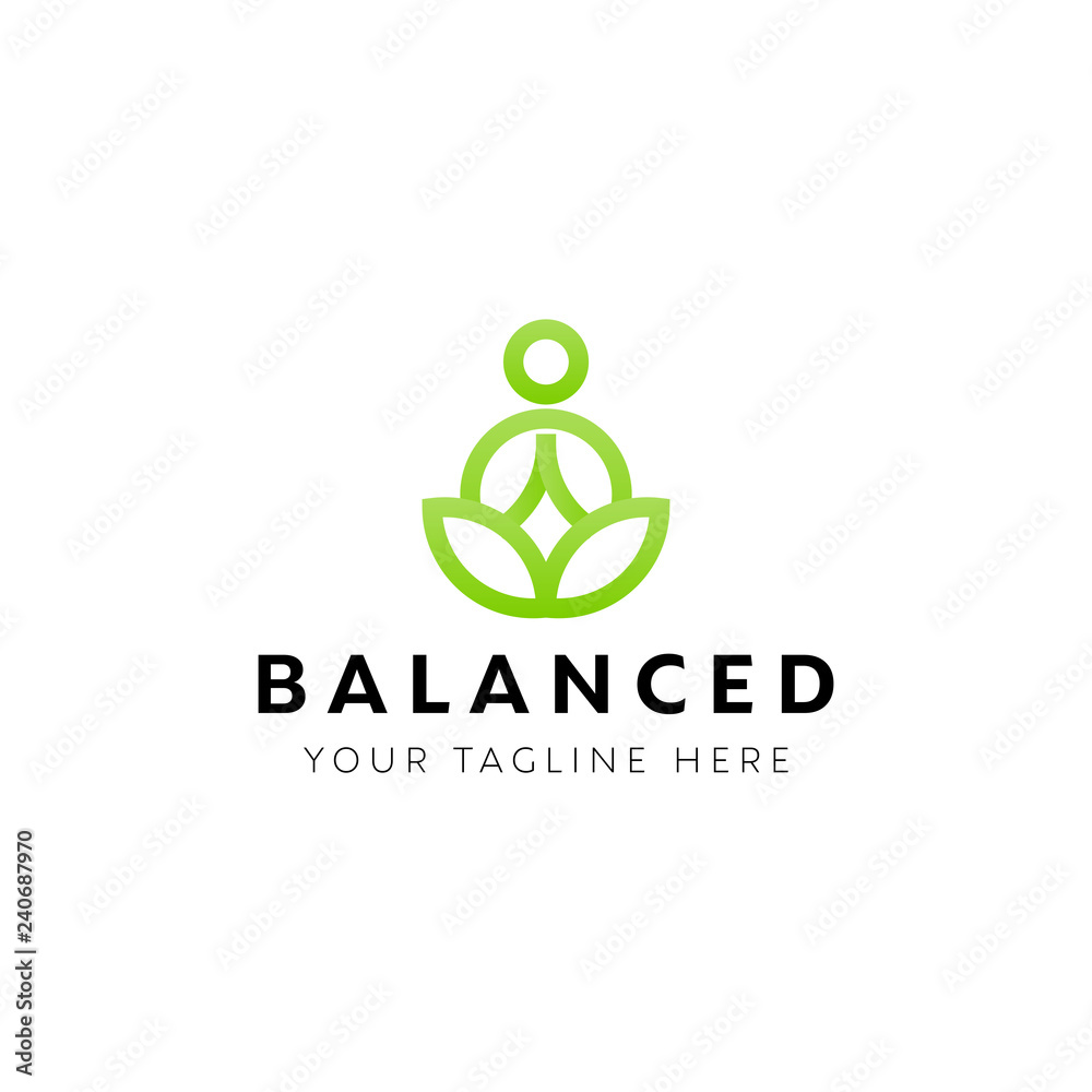 Yoga Logo Design Inspiration, Green - Vector Yoga Logo Design Inspiration, Green - Vector