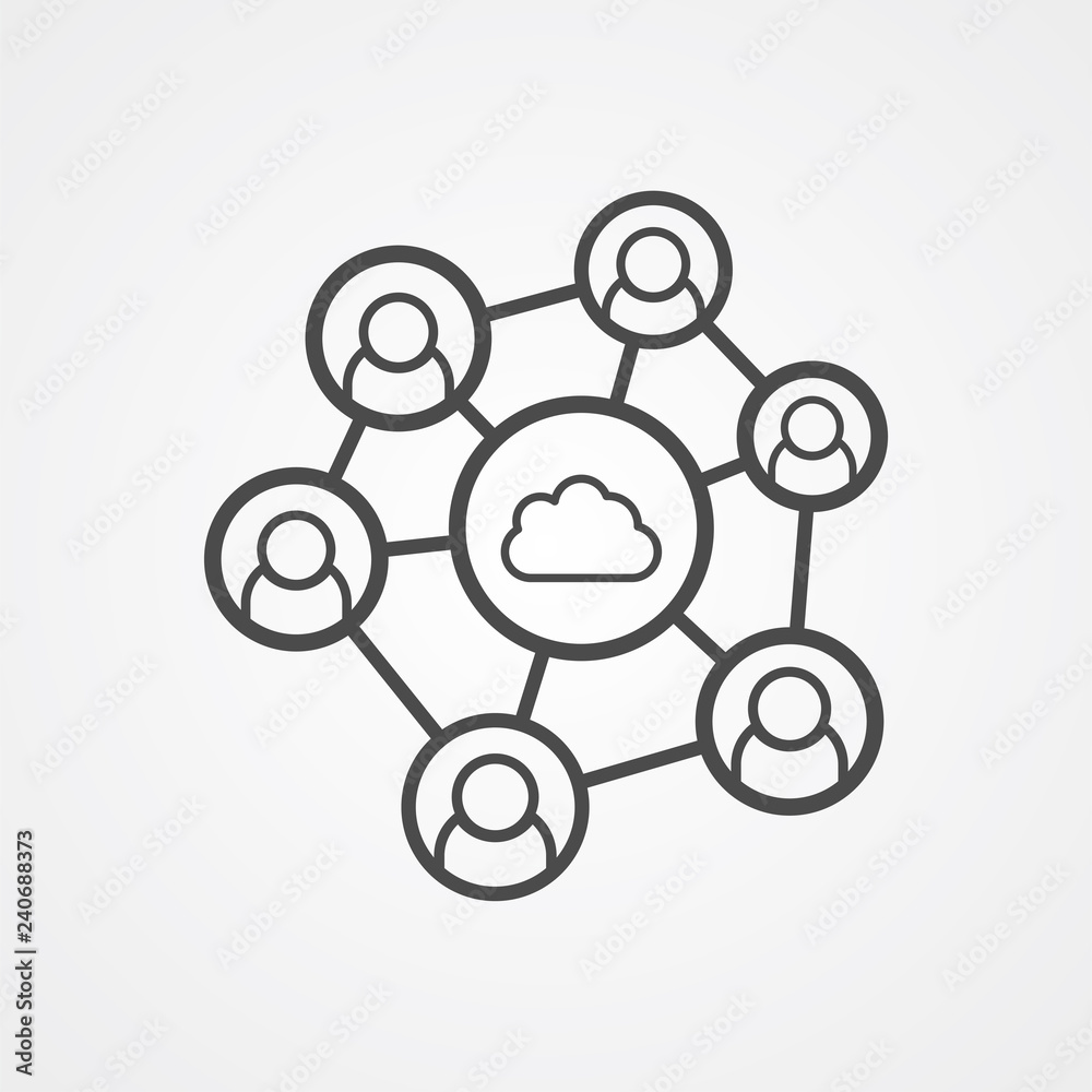 Cloud network vector icon sign symbol Cloud network vector icon sign symbol