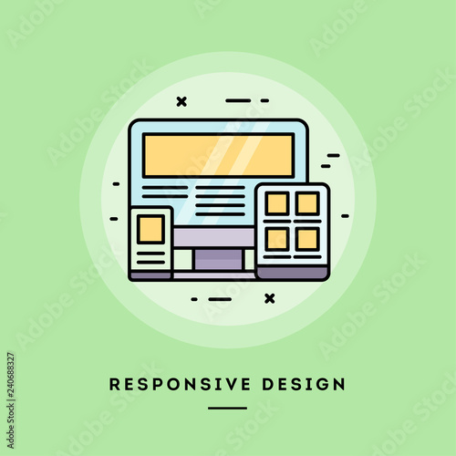 Responsive design, flat design thin line banner, usage for e-mail newsletters, web banners, headers, blog posts, print and more. Vector illustration.