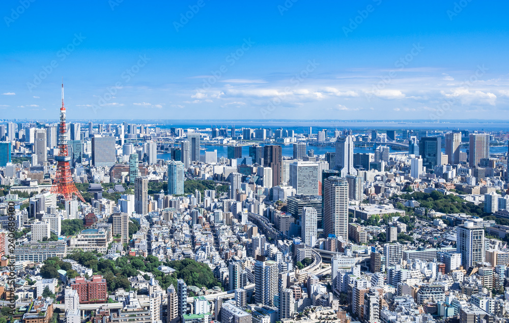 東京　青空と都市風景	