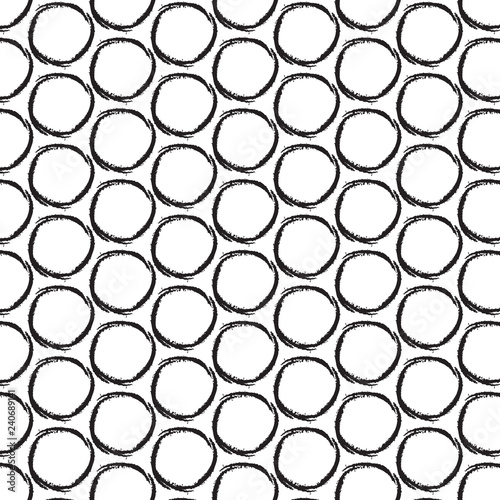 Modern grunge white black dots pattern. Cool scandinavian pattern with repeating circle elements. Grunge texture.