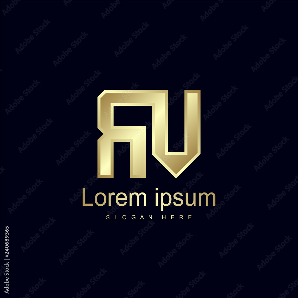 Initial Letter RV Logo Template Vector Design