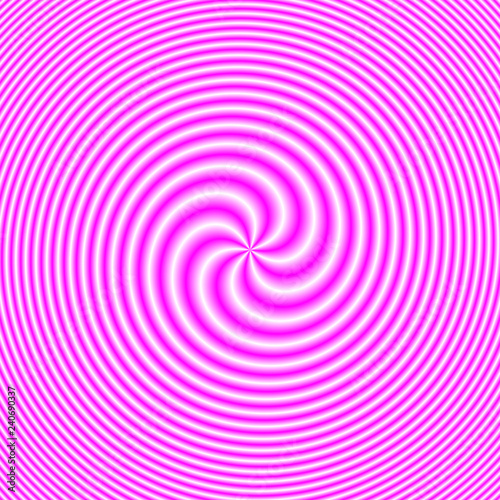 Seven Swirls in White on Pink   An abstract fractal image with a seven legged spiral design in white and pink.