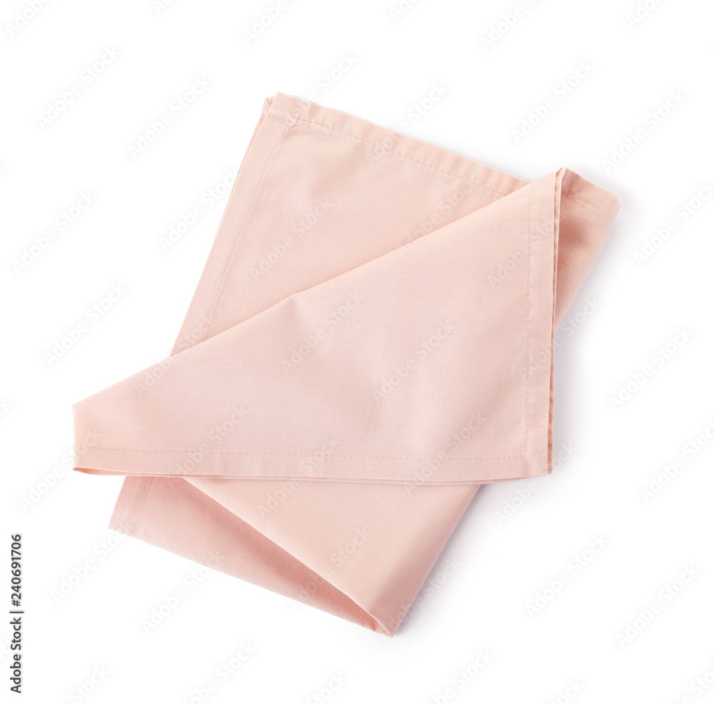 Fabric napkin for table setting on white background Fabric napkin for table setting on white background